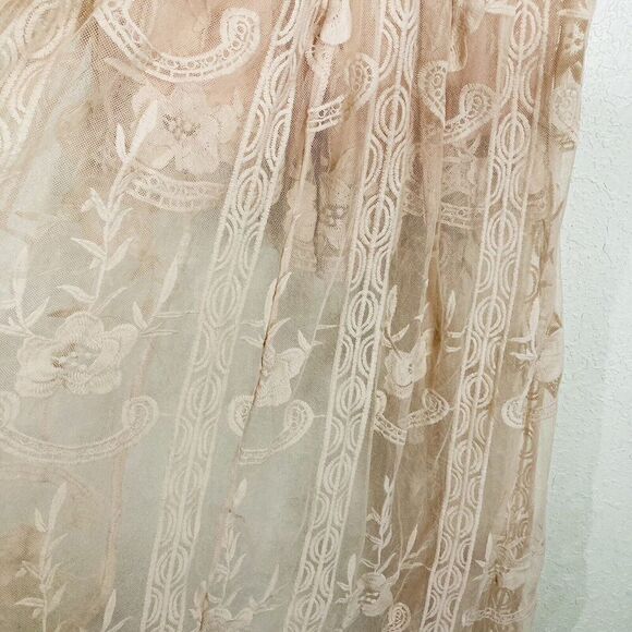 Show Po Love Spell Maxi Dress Blush Lace Overlay Embroidered Short Sleeve Sz 4 - Picture 7 of 16